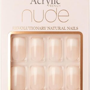 KISS Salon Acrylic French Nude Collection, Cashmere, Medium Length Nude Fake Nails, Includes False Nails, Nail Glue, Nail File, and Manicure Stick, 28 Count (Pack of 1)