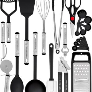 Kitchen Utensils Set - 25pieces Non-Stick Heat Resistant Cooking Utensils Set - Spoons Turners Spatula Ladle Set - Kitchen Tools Gadgets Accessories