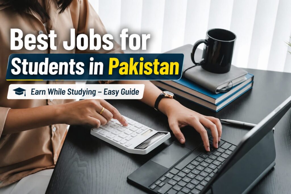 Student Jobs Pakistan Guide students working on laptop for online earning in Pakistan