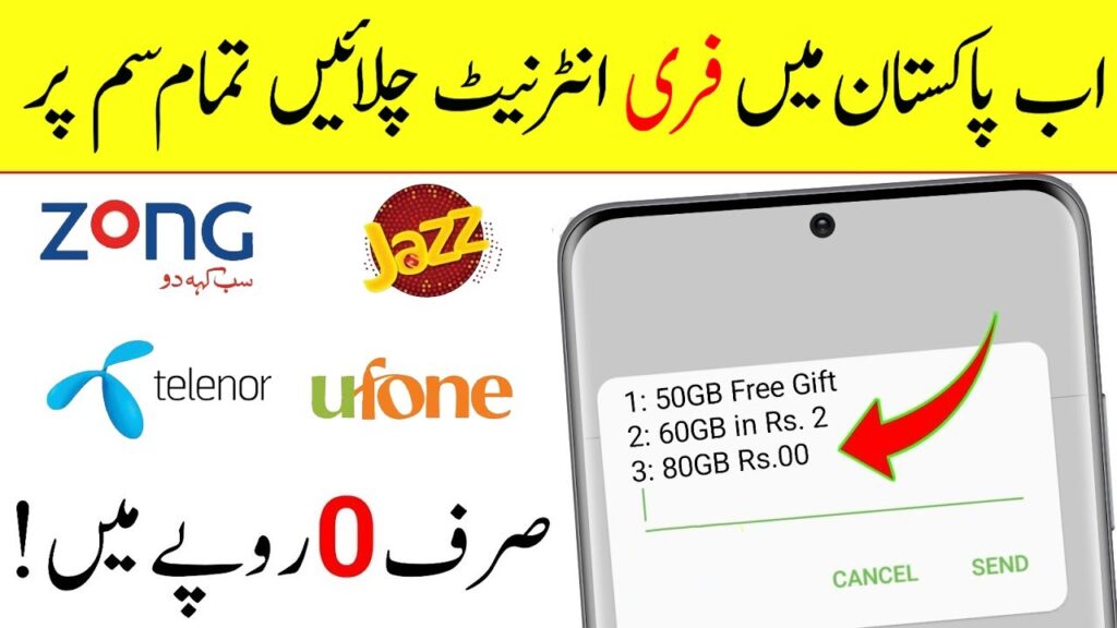 Free Internet Code Pakistan mobile internet usage on smartphone in Pakistan