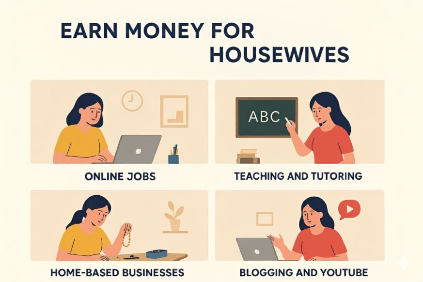 Housewives earn money online working from home on laptop in Pakistan